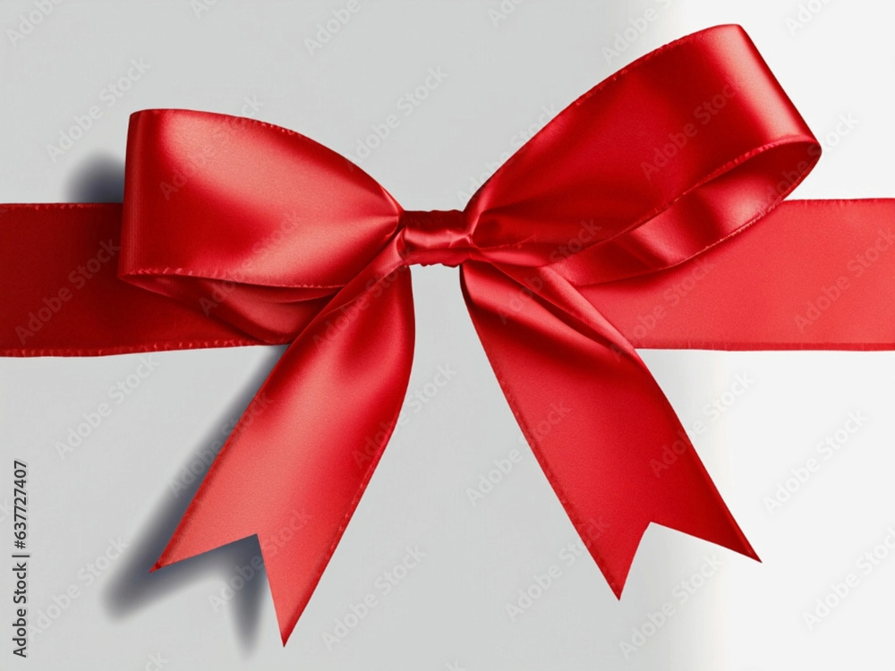 Red ribbon with bow isolated on white background. Ai Generative. Red ribbon with bow isolated on white background. Ai Generative.