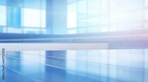 Vibrant blurred abstract office background with modern, spacious light-filled business ambiance
