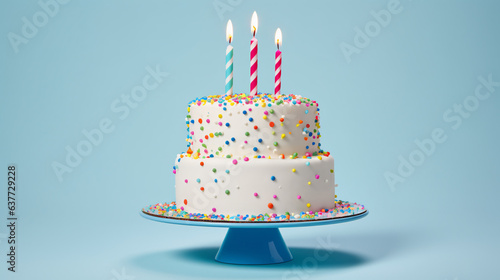 Tiered birthday cake with sprinkles