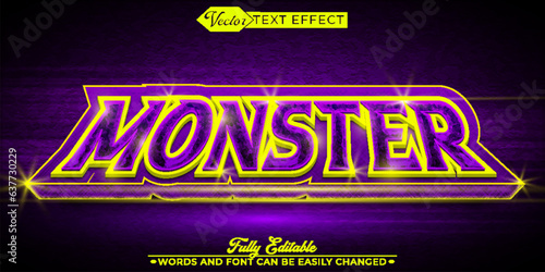 Purple And Yellow E-Sport Monster Vector Editable Text Effect Template