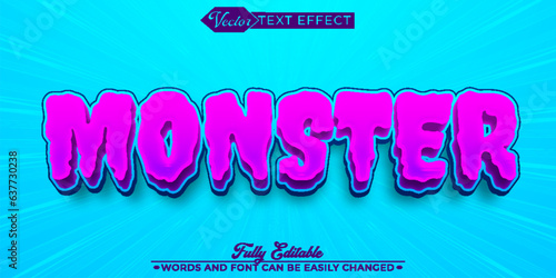 Cartoon Purple Monster Vector Editable Text Effect Template