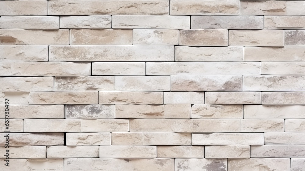Obraz premium Texture of cream and white brick wall background – Interior design, pattern, stonework flooring