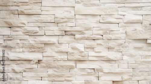 Texture of cream and white brick wall background – Interior design, pattern, stonework flooring