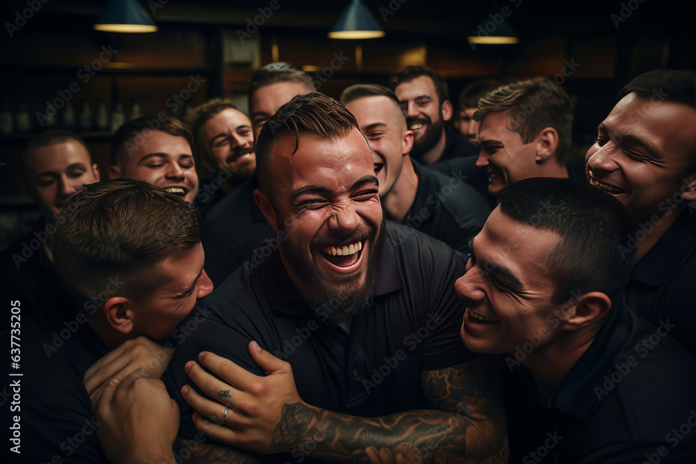 Fototapeta premium Bowler Embracing Their Team Member, Generative AI