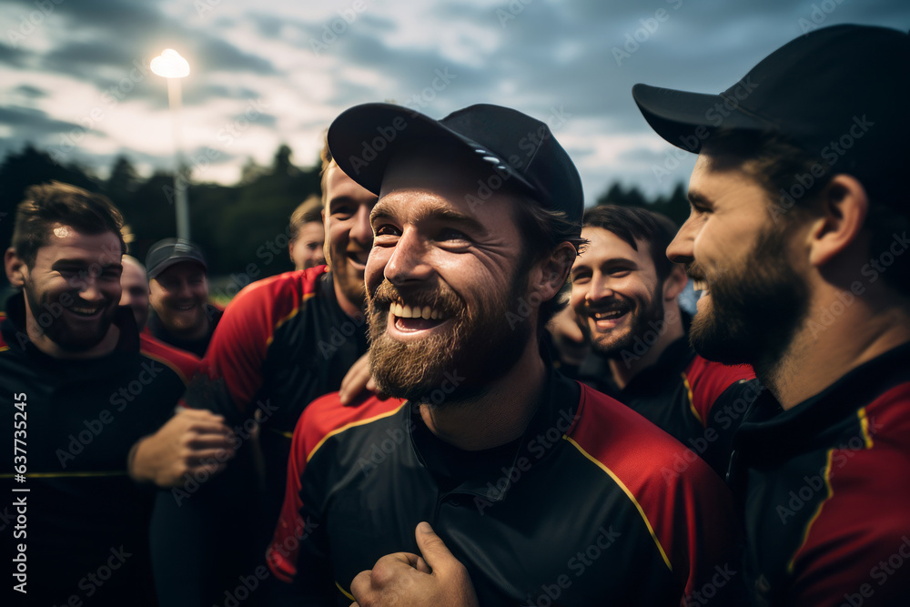 Fototapeta premium Bowler Embracing Their Team Member, Generative AI