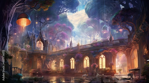 Captivating ethereal artwork with intricate details and dreamy haze – high definition school station panorama