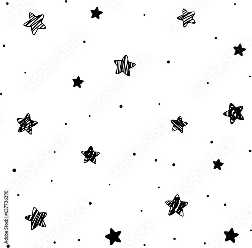 Star Pattern Background.pattern of star doodle.Star hand drawn. 