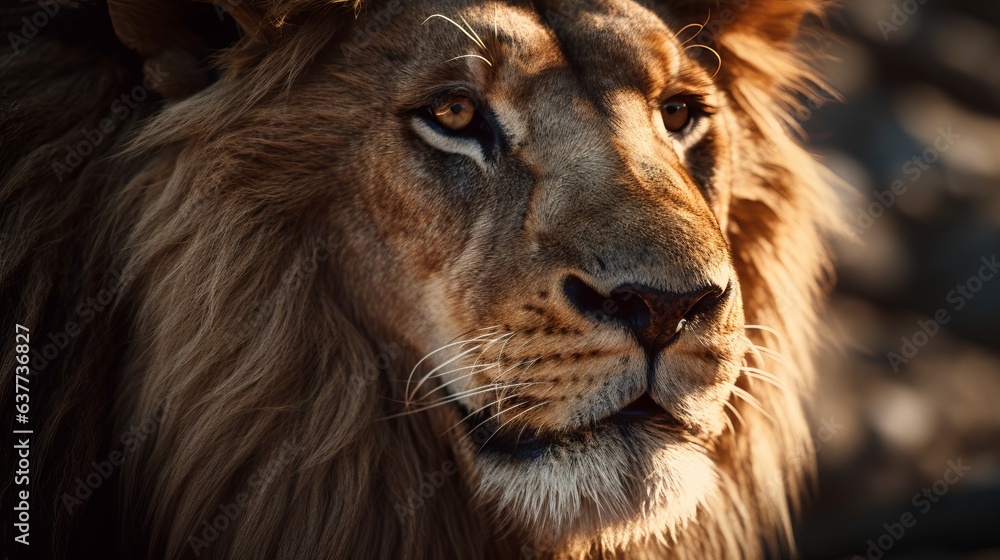 Exquisite Macro Shot: Detailed Lion Close-up with Photorealistic Cinematic Lighting