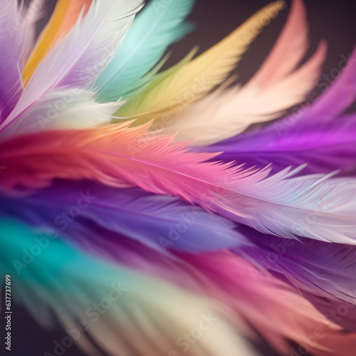 Rainbow feathers background. Template. Beautiful. Elegant. Christmas, New Year, Valentine, Mother's Day. Generative art. © Clip Arts Fusion 