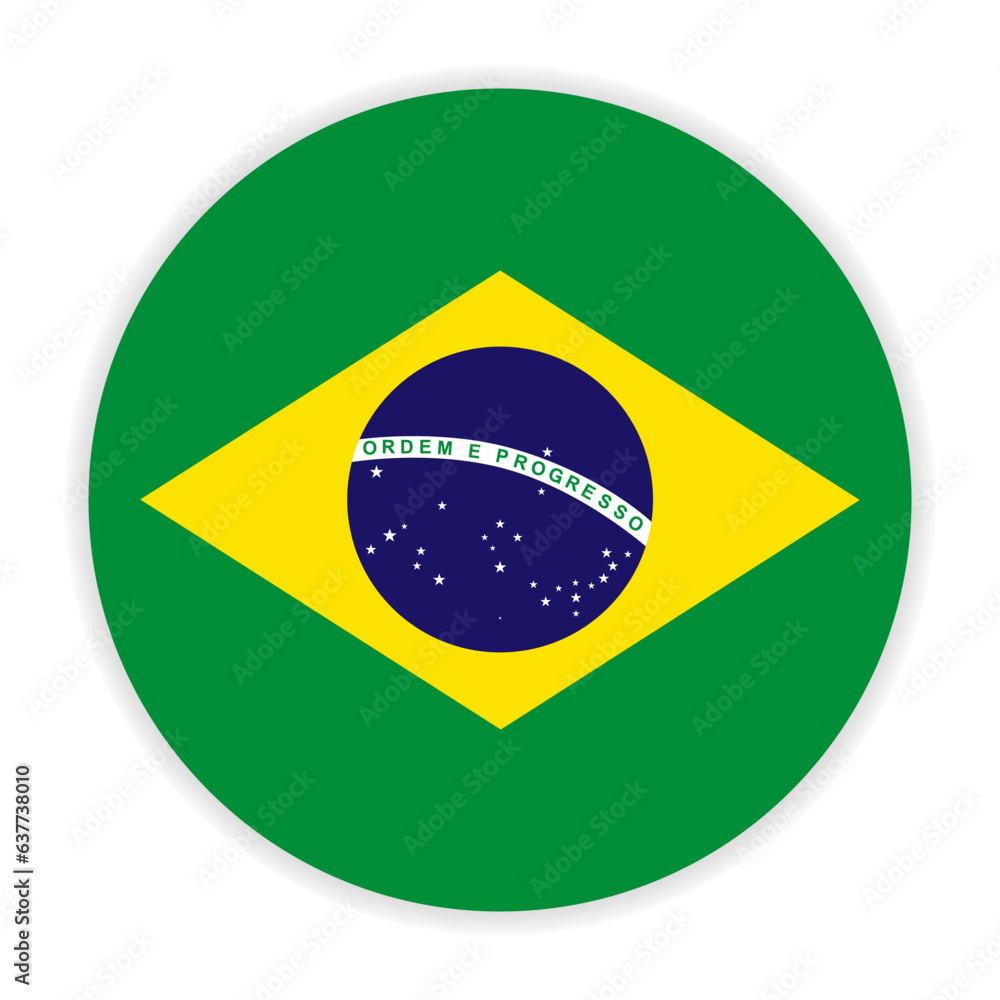Obraz premium Brazil round flag. Vector design.
