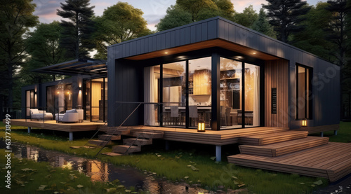 modern homes with different styles, in the style of high detailed, wood  © Kien