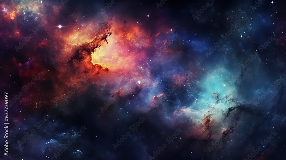 Nebula and galaxies: abstract cosmos background in outer space