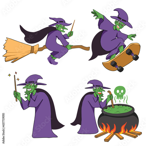 witch character helloween bundle illustration