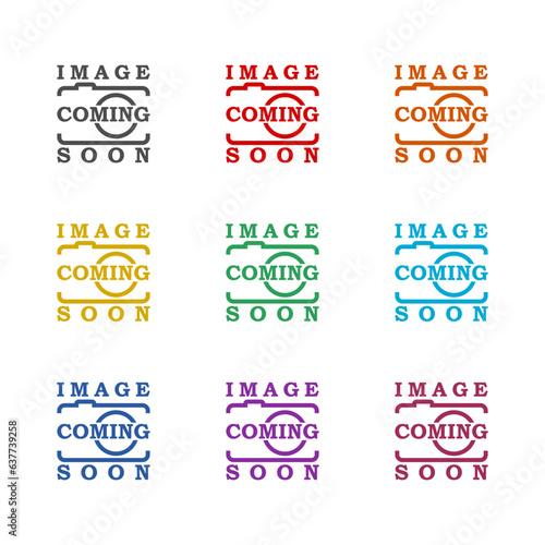 Image coming soon icon isolated on white background. Set icons colorful