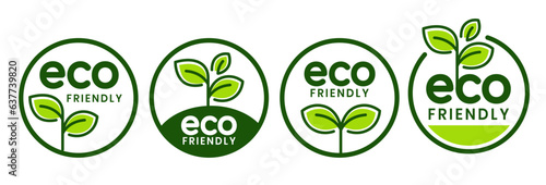 Set of eco friendly icons. Ecologic food stamps. Organic natural food labels.	