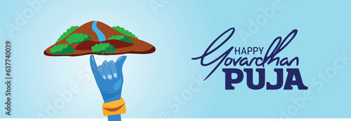 Vector illustration of Lord Krishna. Happy Goverdhan Puja.