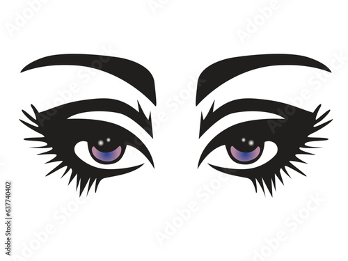 Female sexy eyes and eyebrows design template for business visit card, Logo, Advertising Mascara, Makeup, Cosmetics, Beauty Services, Salon