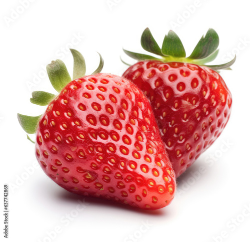 Strawberries on a white