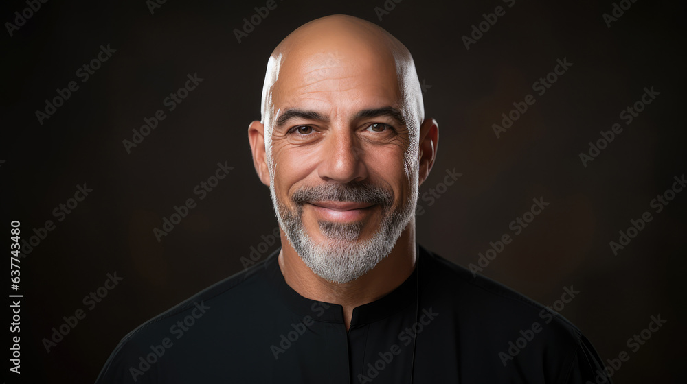 Egyptian man in 50s, bald, gray beard Egyptian man in 50s, bald, gray beard