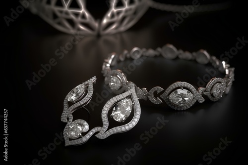 diamond necklace on black background made by midjourney