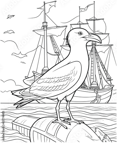 Gull Bird coloring page for adults