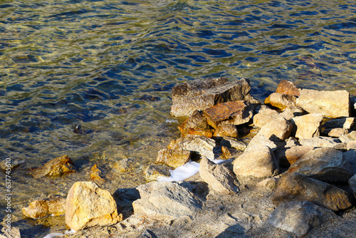 Clean and clear water in a mountain lake in a national park. photo