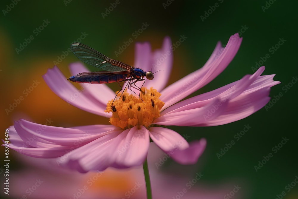 Naklejka premium bee on flower made by midjourney