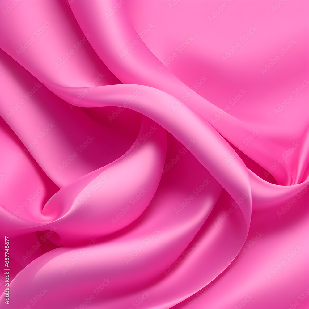 Obraz premium Pink abstract background. Silk satin crumbled. Soft fabric backdrop. Template for show case product. Generative ai art