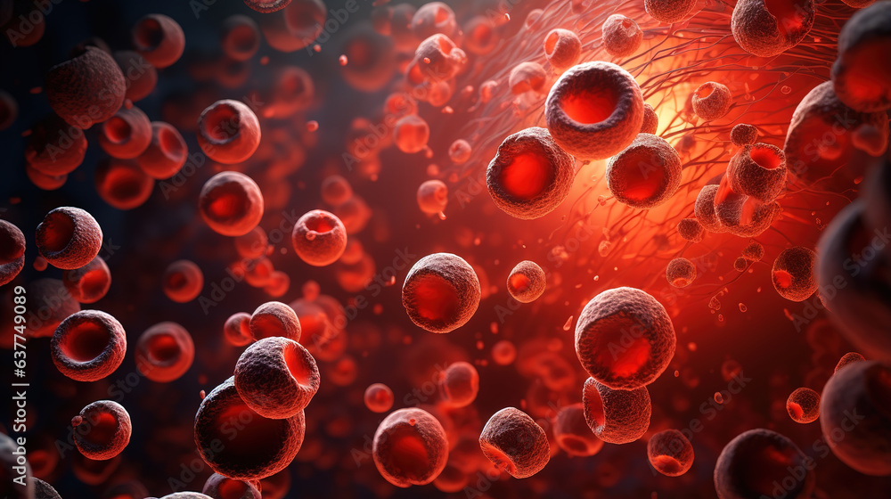 Red blood cells inside an artery, vein. Red blood cells inside an artery, vein.