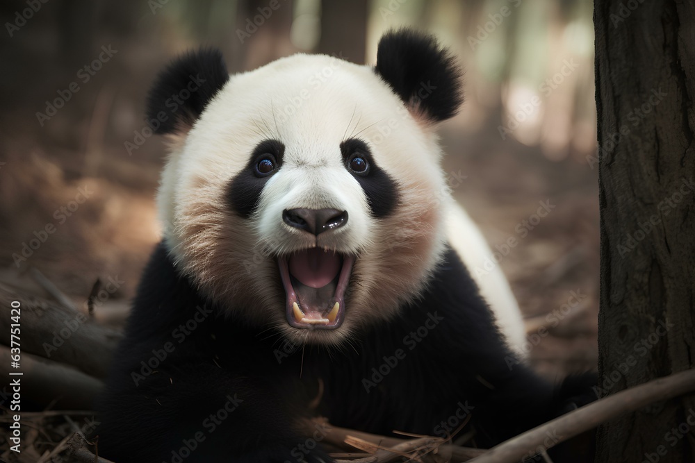 Obraz premium giant panda eating bamboo made by midjourney