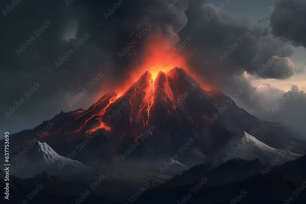 volcano made by midjourny