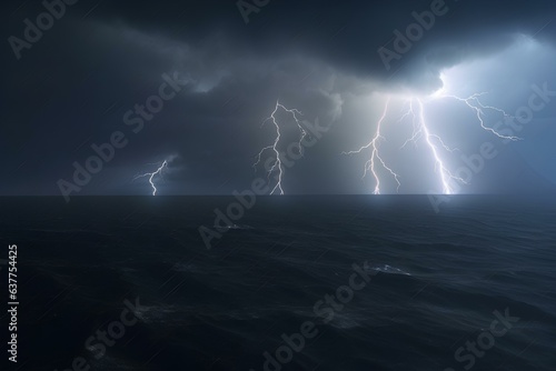 lightning over the sea made by midjourney 