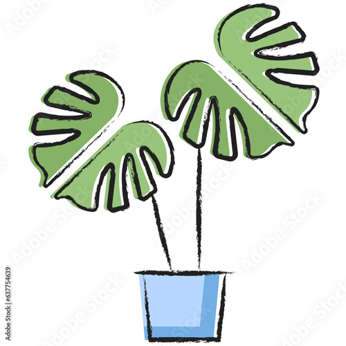 Hand drawn Monstera Deliciosa plant icon