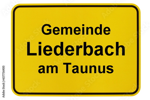 Illustration eines Ortsschildes der Gemeinde Liederbach am Taunus in Hessen photo