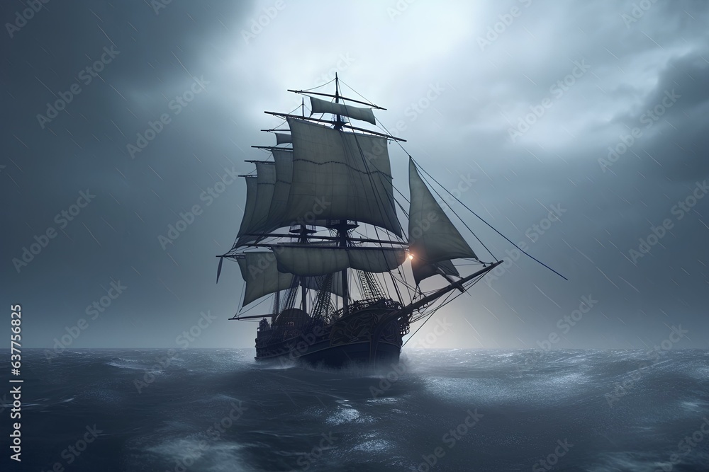 Obraz premium ship in the storm made by midjourney