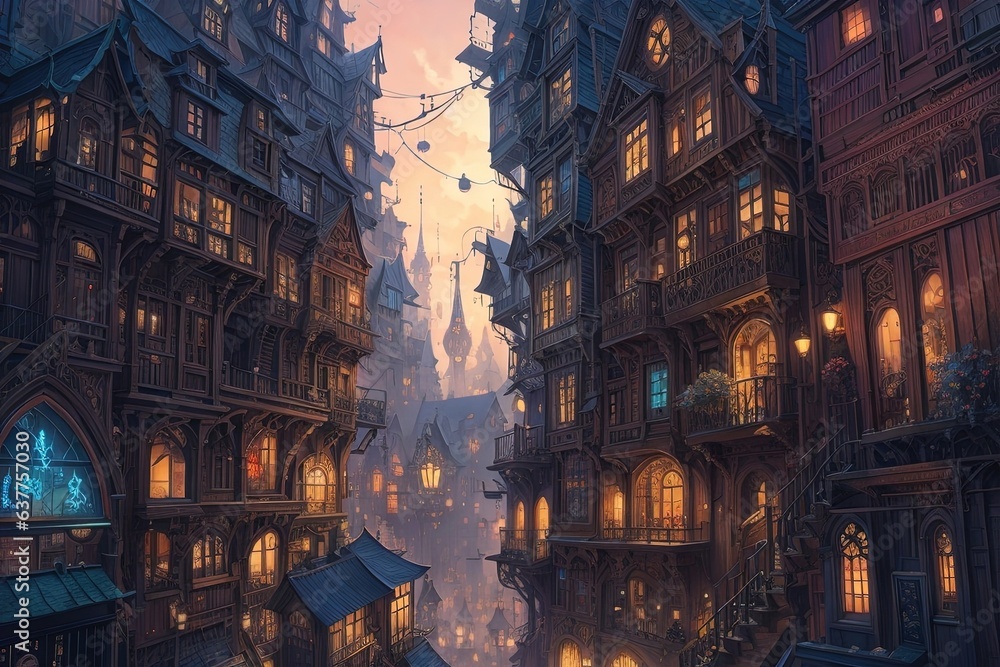 Cityscape in fantasy style  