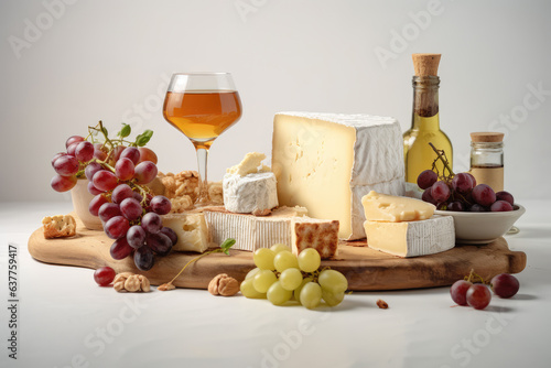 Wine cheese and grapes.