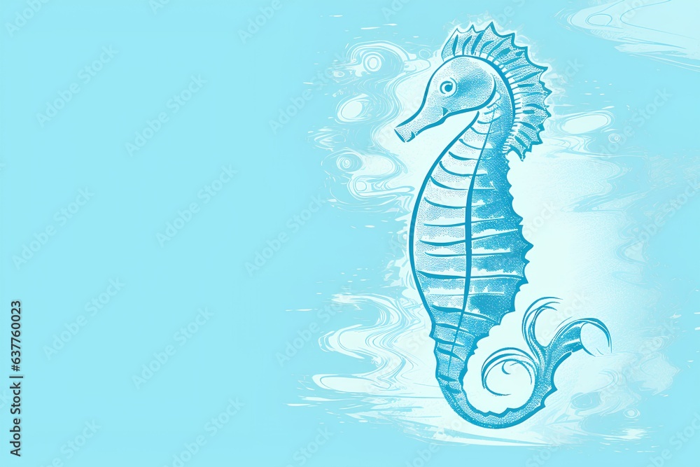 Fototapeta premium sea horse illustration made by midjourney