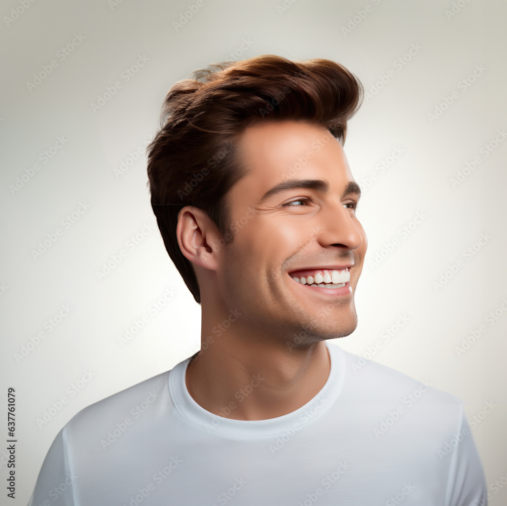 Portrait of a handsome Caucasian man smiling with fresh stylish hair, Ideal for a dental advertisement. Portrait of a handsome Caucasian man smiling with fresh stylish hair, Ideal for a dental advertisement.