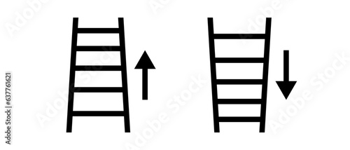 Ladder vector icon set. Stairs climb up or go down symbol