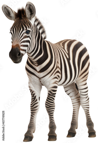 Cute african baby zebra isolated on a white background as transparent PNG  animal