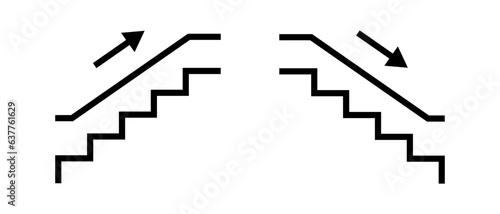 Stairs vector icon set. Stairway climb up or go down symbol
