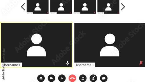 UI/UX template for laptop, desktop and phone. Video conferencing and meeting