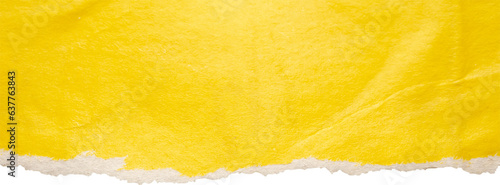 Yellow ripped paper torn edges strips isolated on white background
