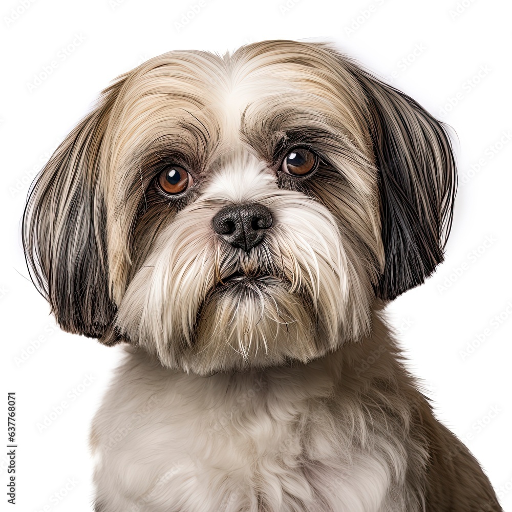 A Shih Tzu dog with a clean white background created with Generative AI technology