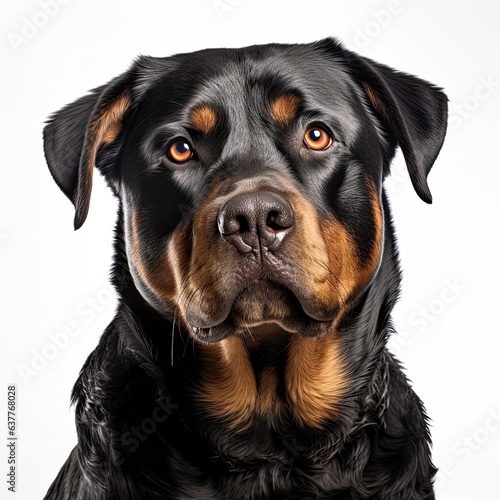 A close-up of a black and brown Rottweiler dog created with Generative AI technology