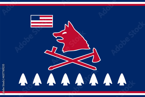 Pawnee people Indian flag vector illustration isolated on background. Symbol of native people in America. Pawnee people emblem. Reservation in United States. 