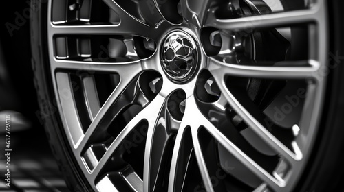 Close up detailed shot of car wheel