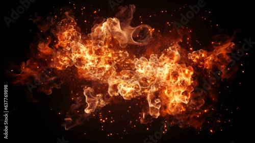 Anarchy fire explosion with sparkles