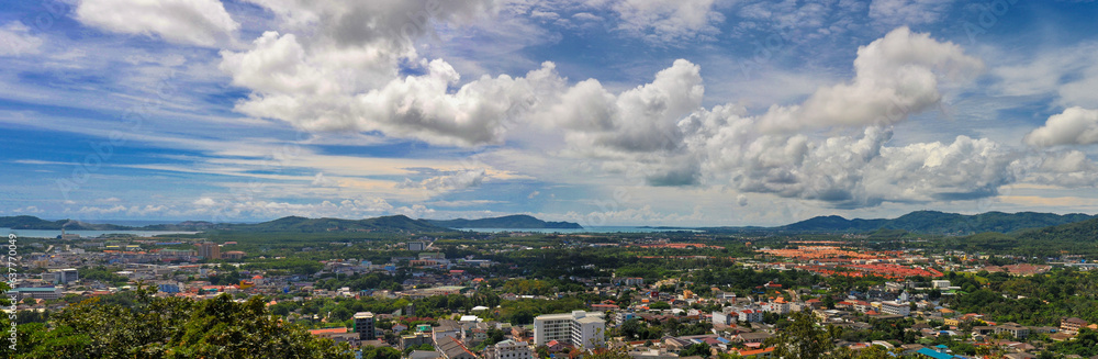 Panoramic view of viewpoint at the island, show city and island